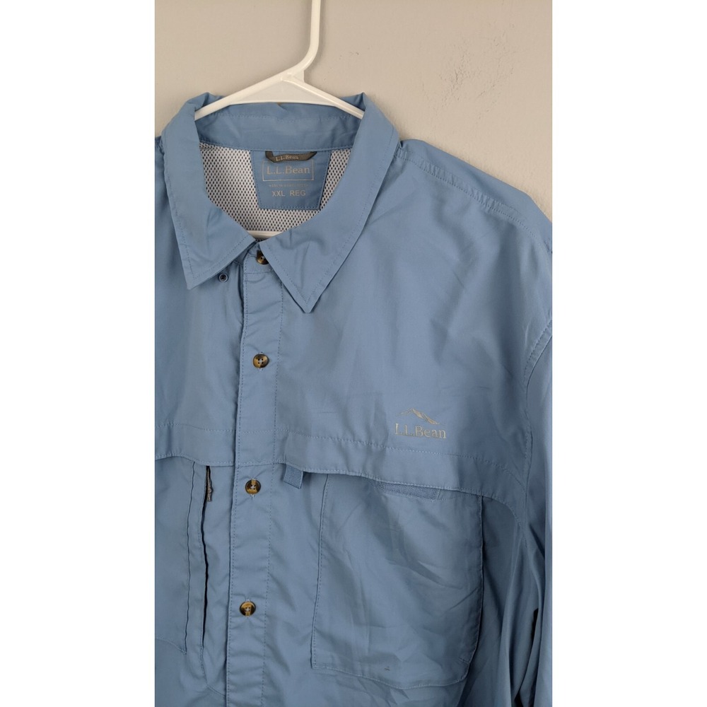 L.L.β Bean Men's XXL Blue NylonβBlend Vented Fishing Shirt β Outdoor Utility - Picture 6 of 16